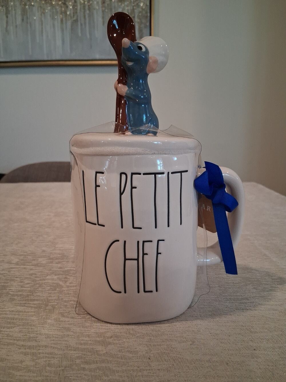 NWT Rae Dunn Disney Pixar Ratatouille Mug Set LE PETIT CHEF Remy Figural Topper